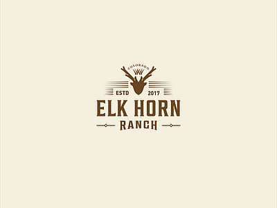 ELK HORN RANCH caffe logo design designs horn logo illustration illustrator logo logos monogram pictogram ranch logo restaurant logo vintage logo
