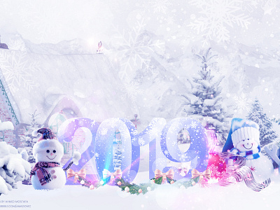 Happy New Year 2019! 2019 christmas dribbble happy happy christmas illustration new shot snow vector year