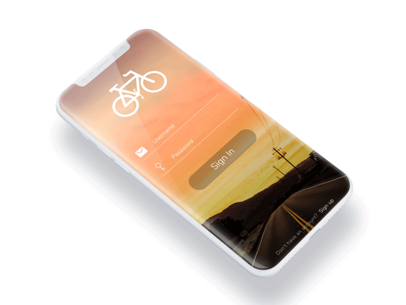 Login screen animate animate animation bicycle iphonex login mobile prototype screen ui ux