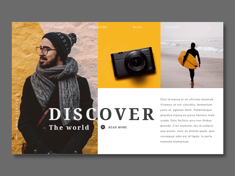 Yellow Discover -movement- discover landingpage nature travel ui ux webdesign webpage website yellow