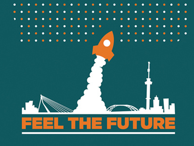 Feel the future - Eurekaweek city feel future landscape poster rocket stars the