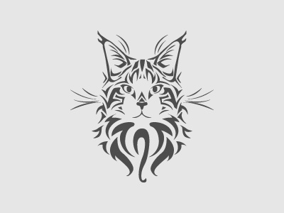 cat logo cat coon design feline icon logo maine maine coon tattoo tribal