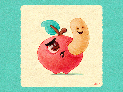 NYC Apple and Worm apple branding childrens book illustration cute cuteart design funny illustration jud lively logo new york nyc procreate texture worm