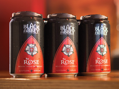 The Rose by The Black Abbey Brewing Co. black abbey cans craft beer gothic icon icon design illustration medieval monoline monoweight package design six pack