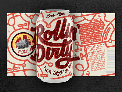 Rollin' Dirty from Brew Bus Brewing beverage cans craft beer hand lettering lettering package design packaging product type typography
