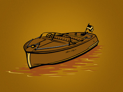 Chris Craft Boat for Austin Brothers' Woody Wheat Beer boat chris craft craft beer digital icon illustration packaging spot illustration vector vector illustration