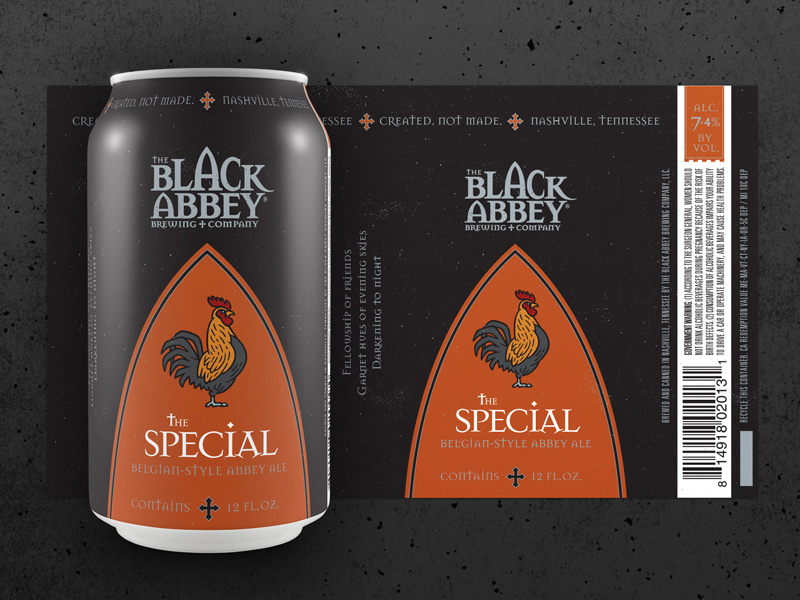 The Special for The Black Abbey Brewing Company package design craft beer rooster logo monoline monoweight medieval illustrator illustration icon beer brewing