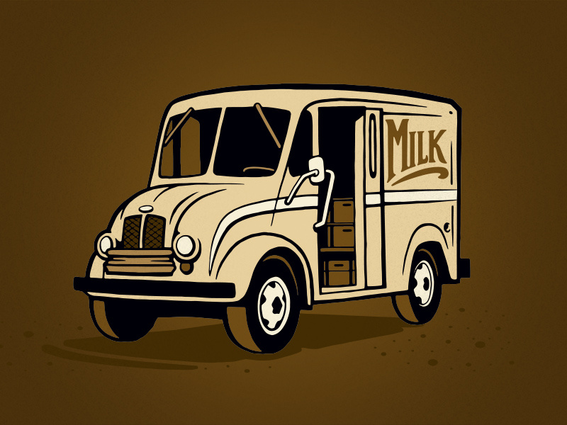 Milk Route Stout for Austin Bros brewery beer vector truck editorial graphic illustrator illustration simple flat ink austin