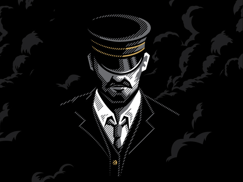 Midnight Conductor Illustration packaging icon branding design illustrator logo brewing vector package design beer craft beer illustration