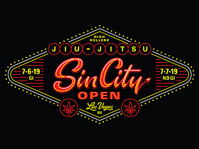 Sin City Open Event Shirt Design bjj branding design hand lettering illustration jiu jitsu las vegas lettering logo shirt design tshirt design typography