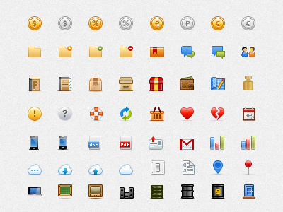 Large set of small colored icons