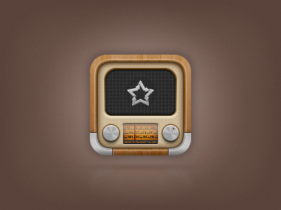 Again.fm icon for iOS dynamic icon ios ipad iphone ipod old radio screen timeline vintage wood youtube