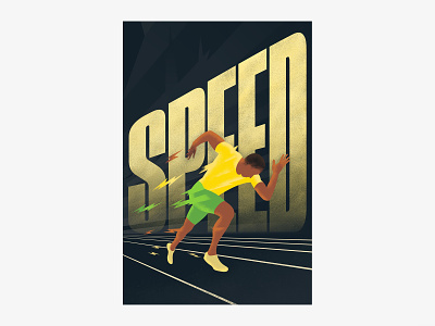 Speed athletics design flat green high school illustration poster running running man simple sports student typography yellow yellow and green