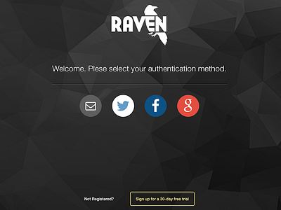 Raven - Social Login dark login minimal social media