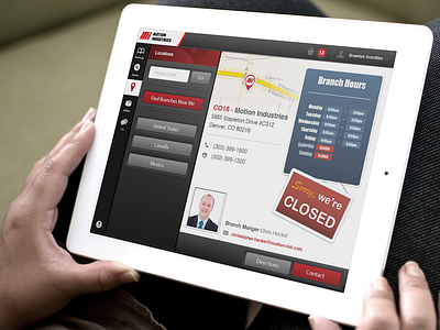 Motion Industries - Branch Locations enterprise industrial skeuomorphic tablet