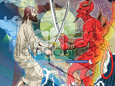 Jesus vs Satan illustration illustrator photoshop