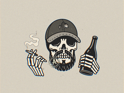 KILLING ME SLOWLY alterfan artist beard cap cover artwork coverart drink hiphop music rap reaper skeleton skull smoking vector