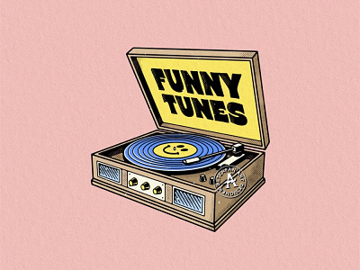 FUNNY TUNES alterfan artist artwork badge coverart designer gramophone illustration illustrator logo music retro smile vector