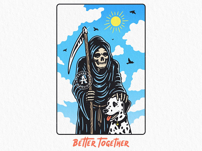 BETTER TOGETHER alterfan artist artwork badge coverart dogs friends grimreaper illustrator reaper skeleton skull vector