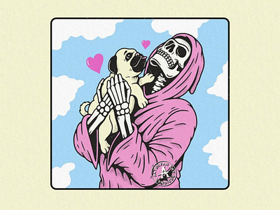 HOW TO FIND A FRIEND alterfan cover art coverart dog dogs friend grimreaper illustrator reaper skeleton skull vector