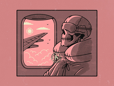 Fly Away airplane alterfan artist coverart design fly illustration logo reaper skeleton skull vacation vector