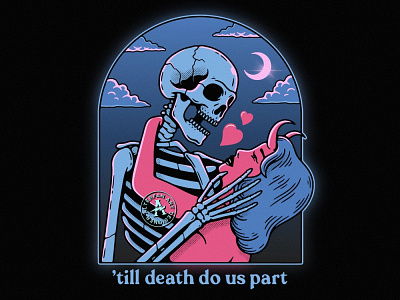 'TILL DEATH DO US PART alterfan artist coverart design devil girl illustration logo love lovers night reaper skeleton skull valentine valentines day vector