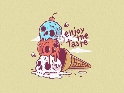 ENJOY THE TASTE alterfan artist coverart ice cream logo reaper skeleton skull sweets taste vector