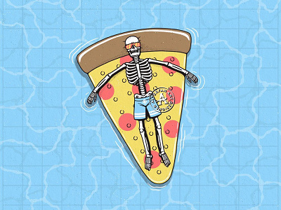 CAREFREE DAYS alterfan artist coverart design illustration inflatable logo pizza pool reaper skeleton skull swimming vector