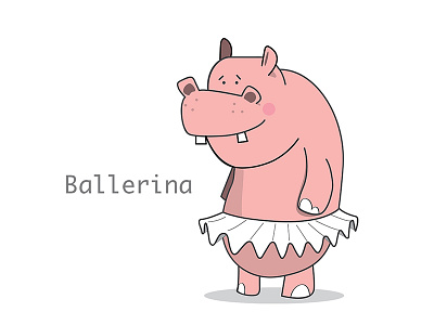 Ballerina ballerina cartoon character concept cute digital art graphic hippo illustration