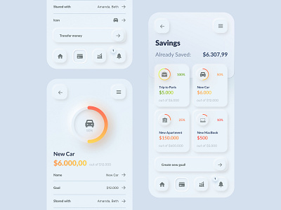 Skeuomorph Wallet, Banking App UI Kit