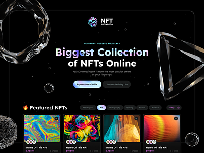 NFT Collection Glass Website glass glassmorphism marketplace nft nfts web web design webdesign website