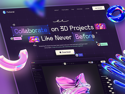 3D Collaboration Platform holo holographic pink purple web design web3