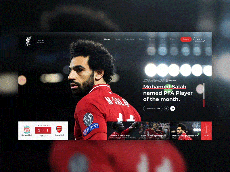 Liverpool FC Website Redesign after effects animation debut design liverpool typogaphy ui ui ux ux web website