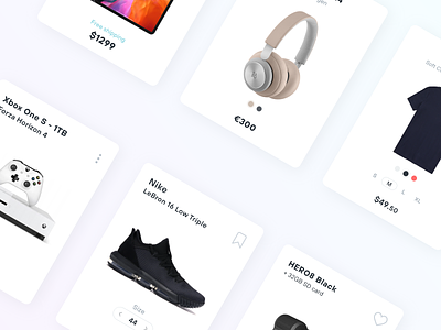 E-Commerce Product Cards branding card design e commerce ecommerce online payment product shopping store ui ux web xd