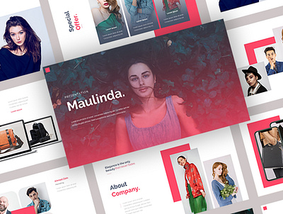 Maulinda - Minimalist Presentation Template agency beauty business clothing company creative elegant fashion lifestyle minimalist photography pink powerpoint pptx presentation startup streetwear style wedding women