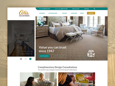 Website Coles Fine Flooring clean creative design homepage landing landing page ui ui design uiux ux visual design web web design website