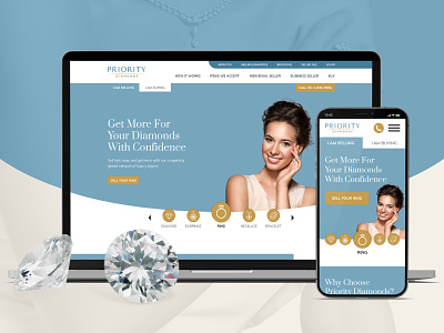 Priority Diamonds Website design homepage landing page mobile responsive ui uiux ux web web design website
