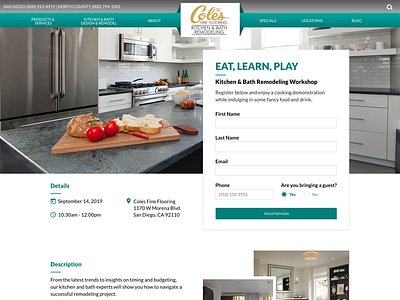 Landing Page - Coles Fine Flooring agency bathroom clean clean ui color creative design form furniture kitchen landing page lead gen ui uidesign ux website workshop