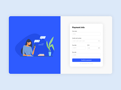 Payment Info Form app blue design form illustration onbording payment ui ux