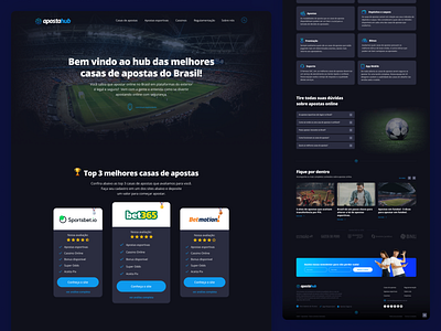 Aposta Hub app bet black blue brazil dark design interface site startup ui user interface ux web website