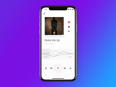 Music Player UI - UX flat ios iphonex music player slim ui. music player ux