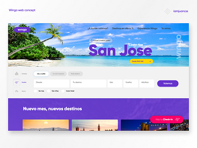 Wingo web concept airline airport flat travel travel agency travel app ui web