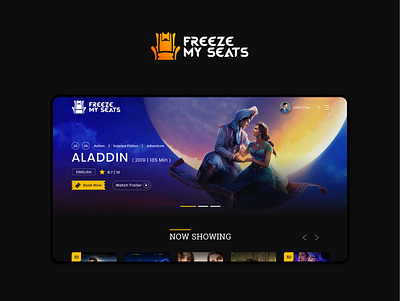 Freeze My Seats - Website Design booking app film movie app theatre ticket app web design