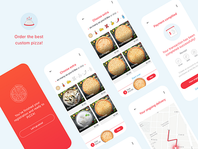 More screens for Custom Pizza delivery app app design ui ux