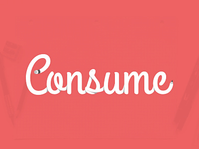 Consume Pencil Concept brand branding clean cursive design flat hand lettering identity illustration logo logo design pencil subtle shadows type art typography vector