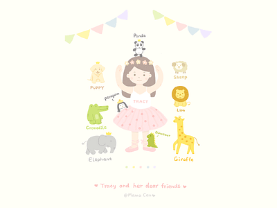 Tracy and her friends animal cartoon children cute hand drawn