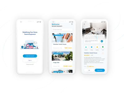 Home Reservation Application blue home home app iphone mobile mockup reservation reserve smartphone white