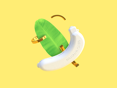 Banana trap 3d artwork banana cinema4d conceptual gold leaf white yellow