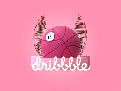 Dribbble invite 3d artwork basket cgi cinema4d design designer dribbble dribbble invite gold illustration invite logo pink