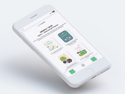 Weekly Tasks Page - I AM CHANGE animation app change flat green minimal motivation neomorphism ui design ux design